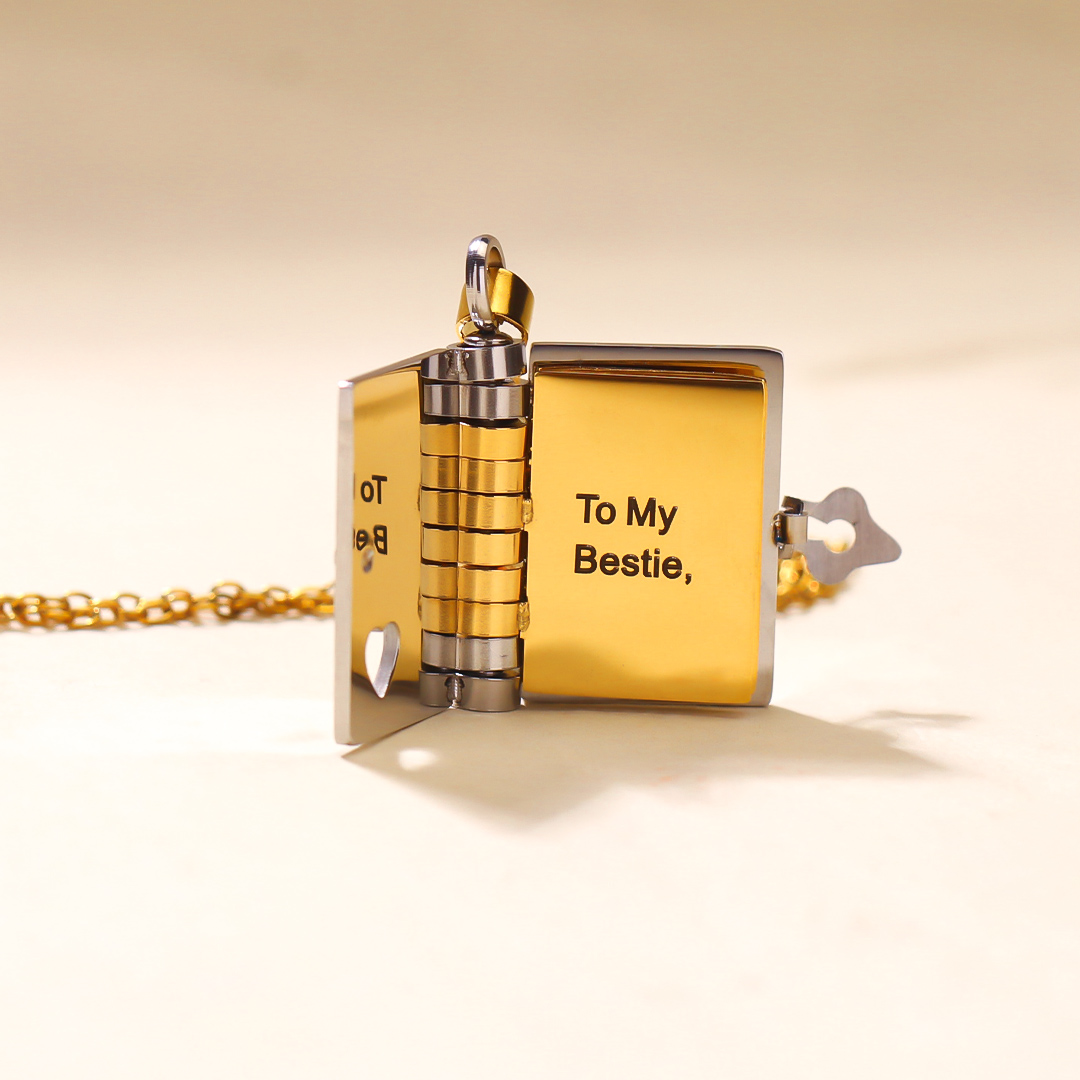 To My Bestie Book Necklace
