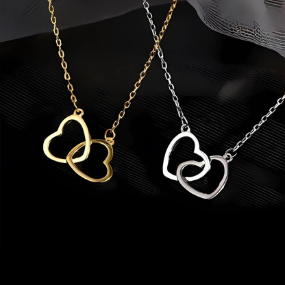 Custom Mother & Daughter Name Double Heart Necklace