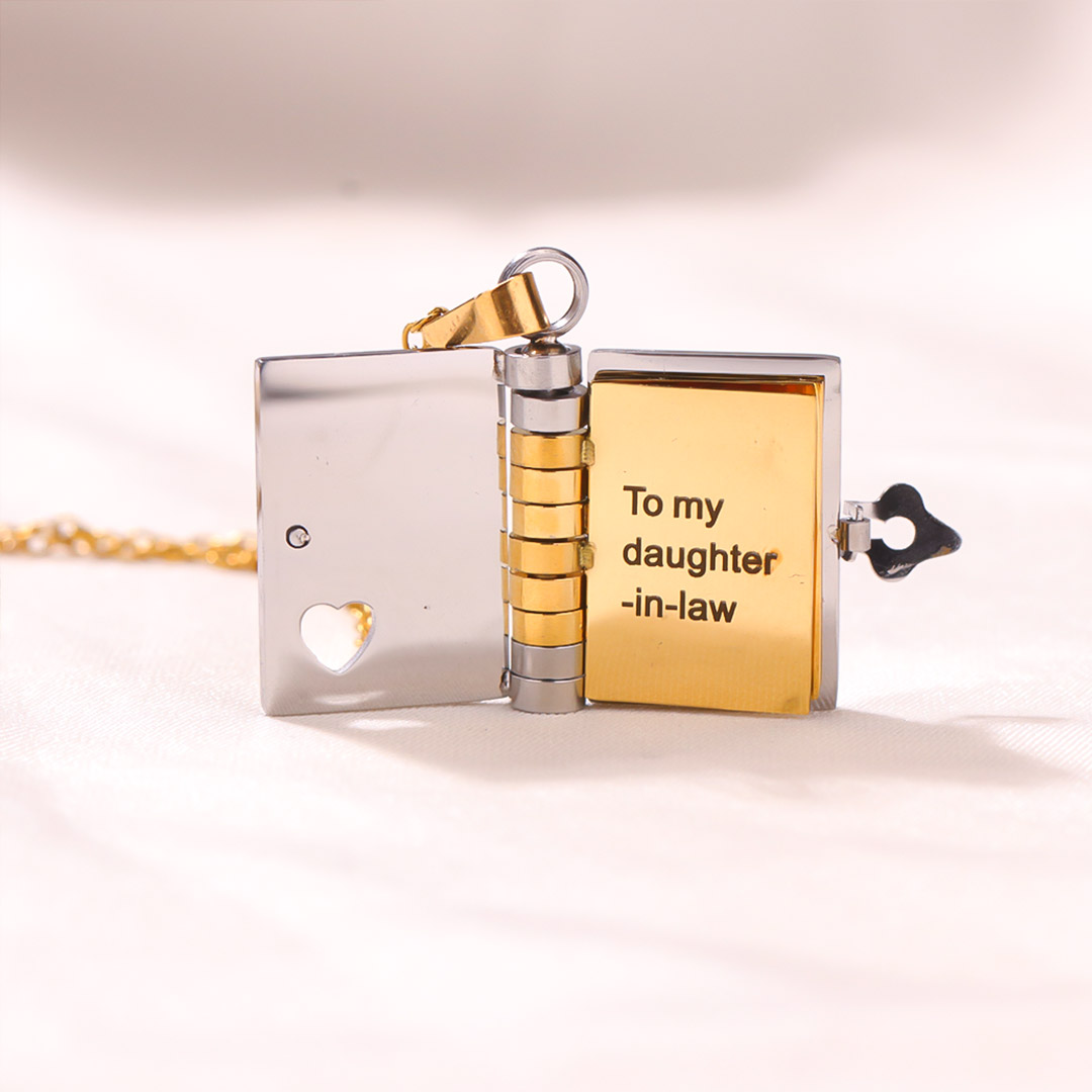 To my daughter-in-law Book necklace