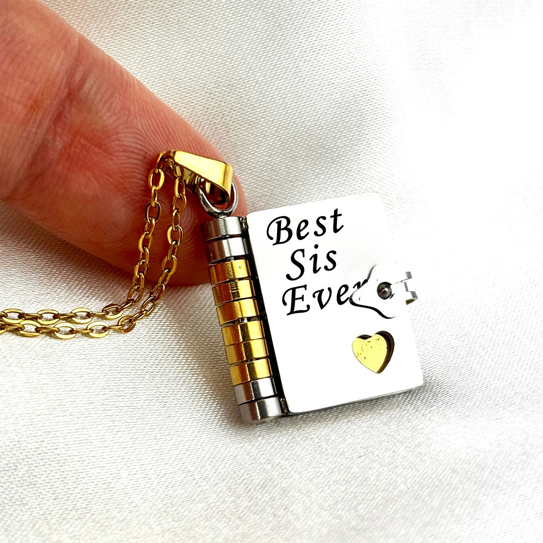 For Sisters- Best Sis Ever Book Necklace