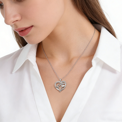 For Granddaughter - I'm Always With You Horses Heart Necklace