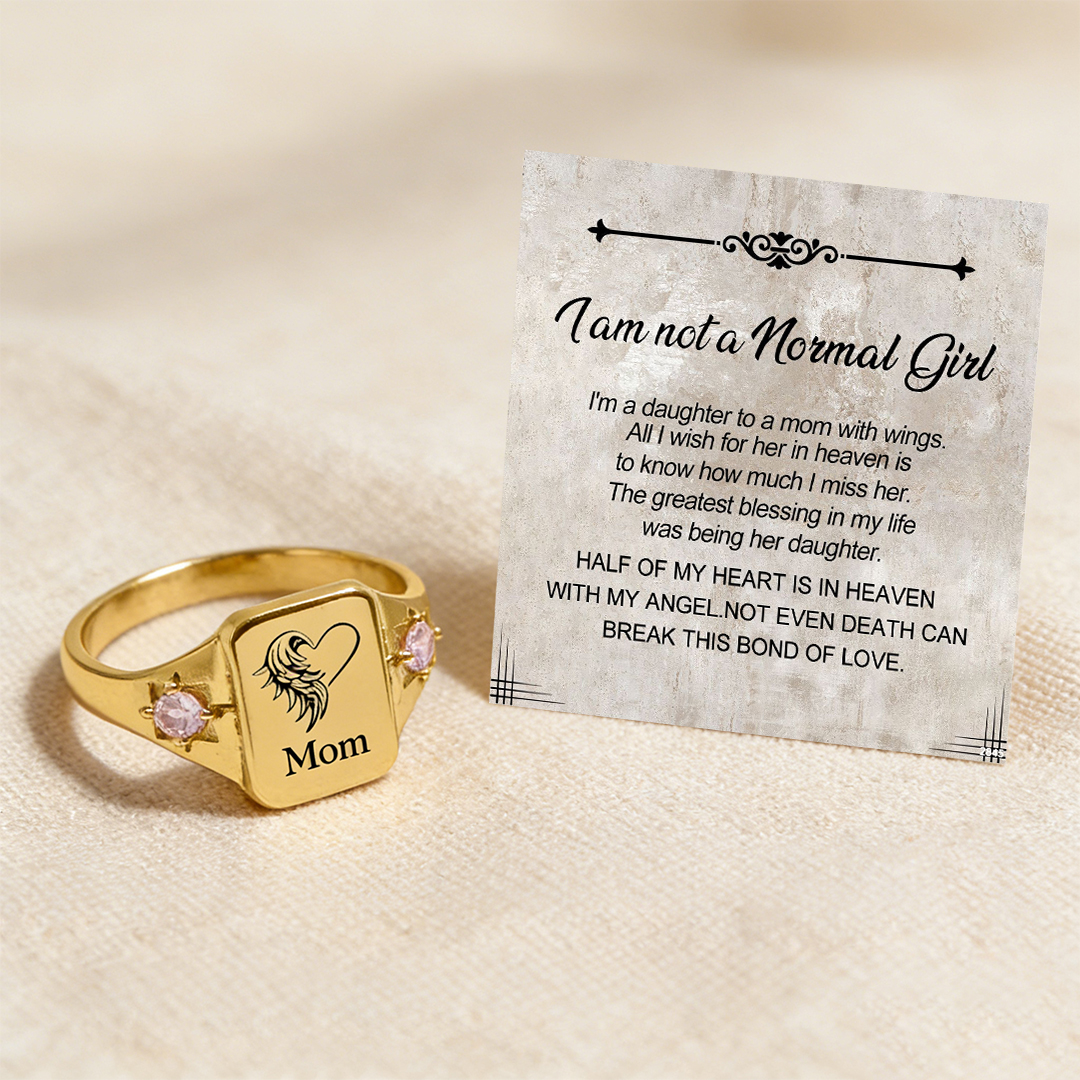For Memorial - I'm A Daughter To A Mom With Wings Custom Name ring
