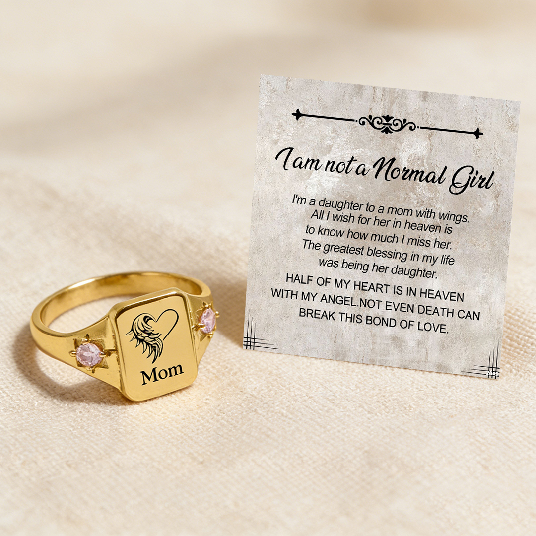For Memorial - I'm A Daughter To A Mom With Wings Custom Name ring