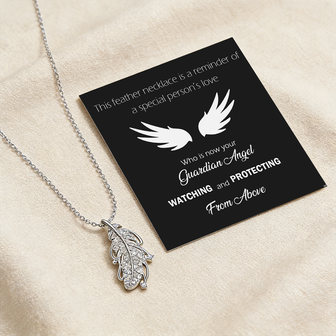 Your Guardian Angel Watching And Protecting Feather Necklace