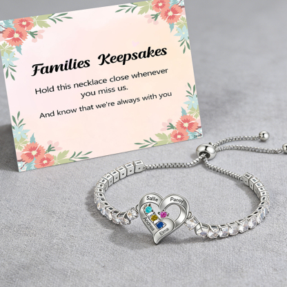 We're Always With You Custom 1-4 Birthstones and Names Bracelet