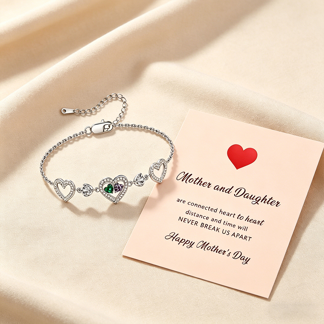 Custom Mother And Daughter Heart To Heart Bracelet