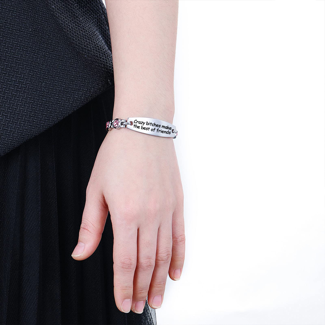 For Friend - Crazy Bitches Make The Best Of Friends Diamond Chain Bracelet