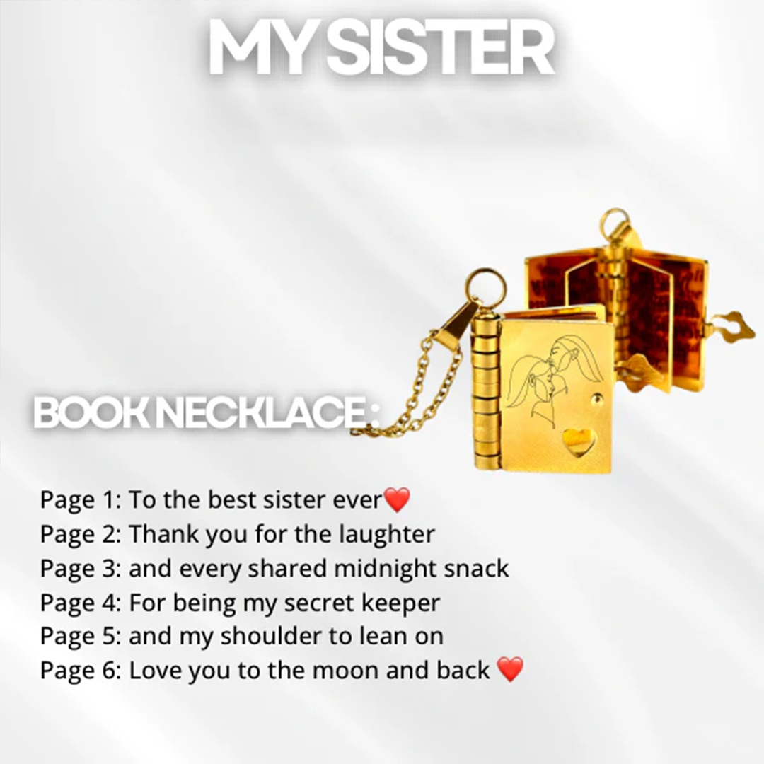 For Sisters- To the best sister ever Book Necklace