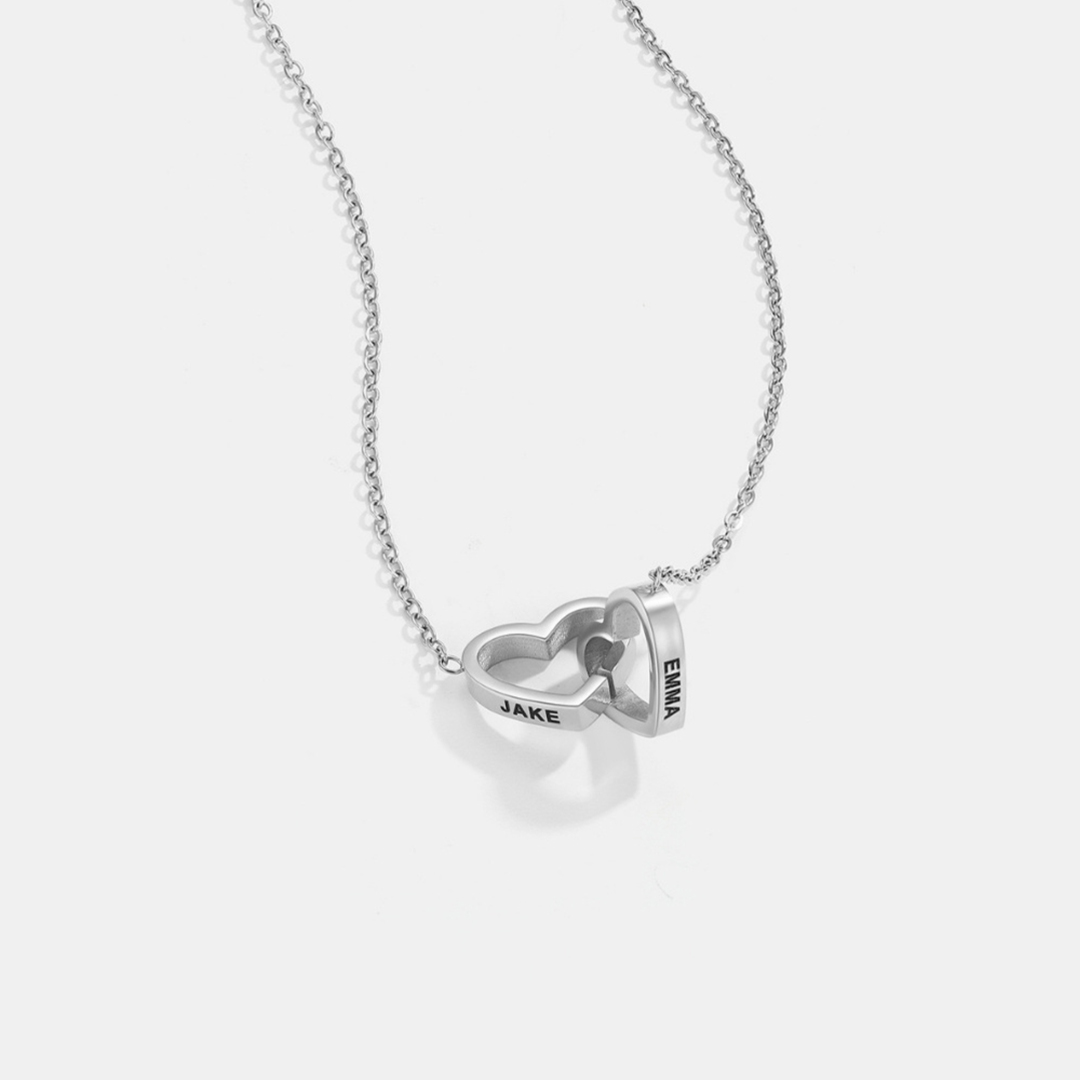 Custom Mother & Daughter Name Double Heart Necklace