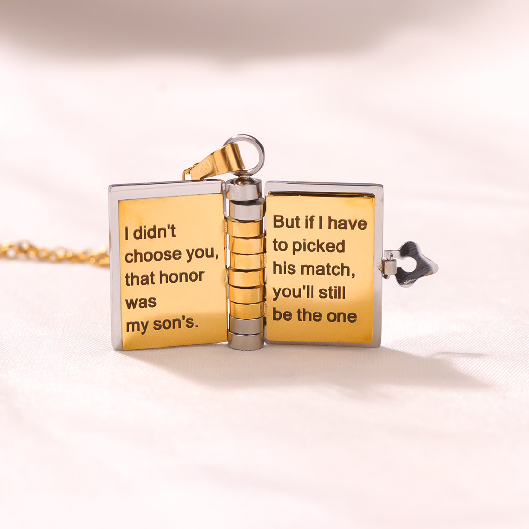 To my daughter-in-law Book necklace