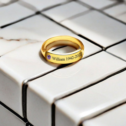 For Memorial - S925 Personalized Birthstone Husband Name Memorial Ring