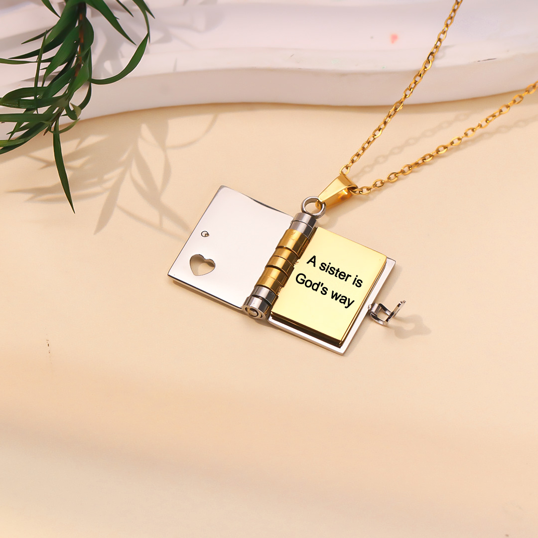 For Sisters- A sister is God's way Book Necklace