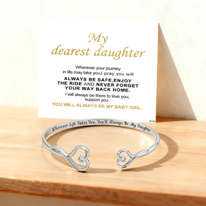 You Will Always Be My Baby Girl Double Heart Style Engraved Bracelet