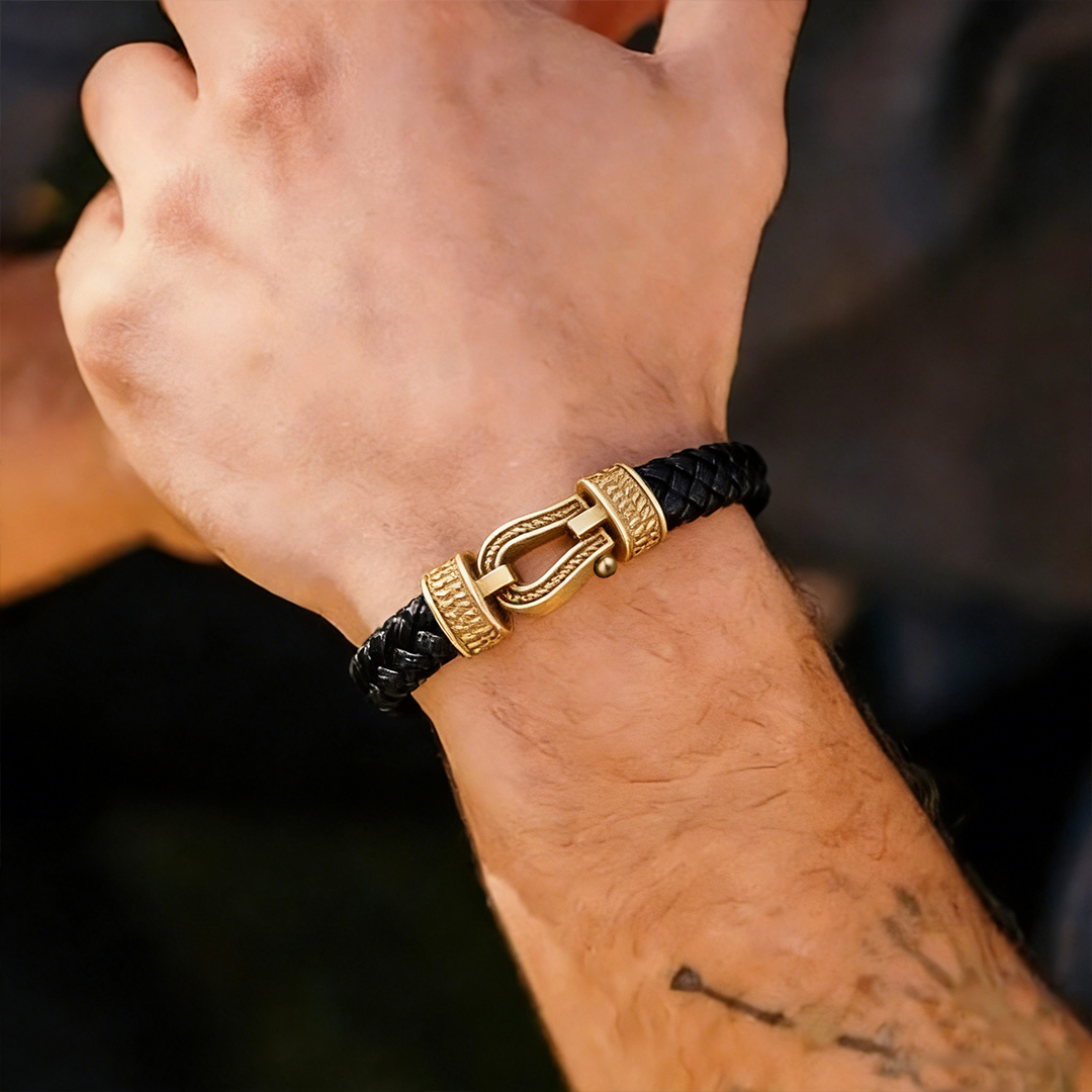 For Love - I Love You Forever and Always Horseshoe buckle leather bracelet