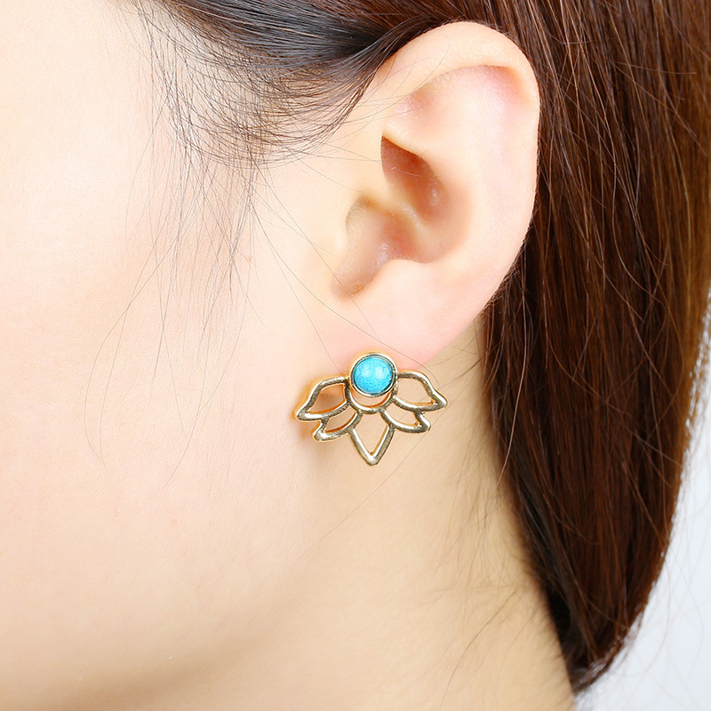 Turquoise Lotus Earrings