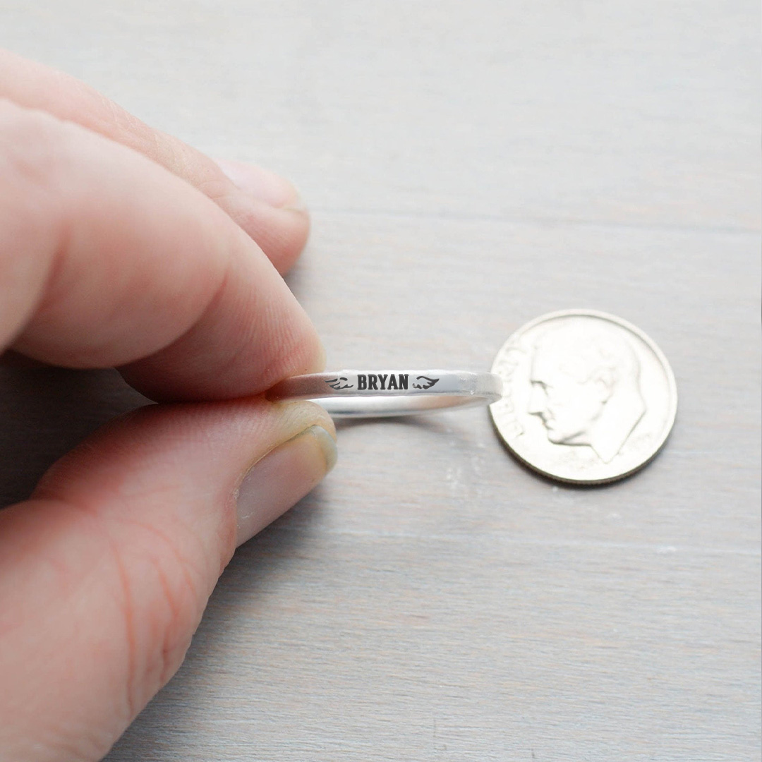 For Memorial - I Miss You Custom Name Wings Ring