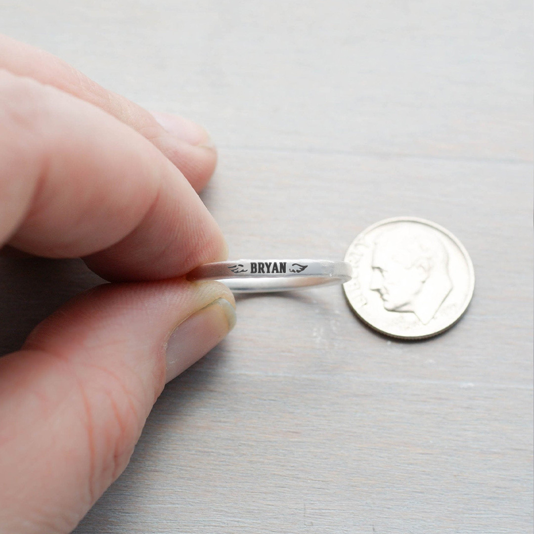 For Memorial - I Miss You Custom Name Wings Ring