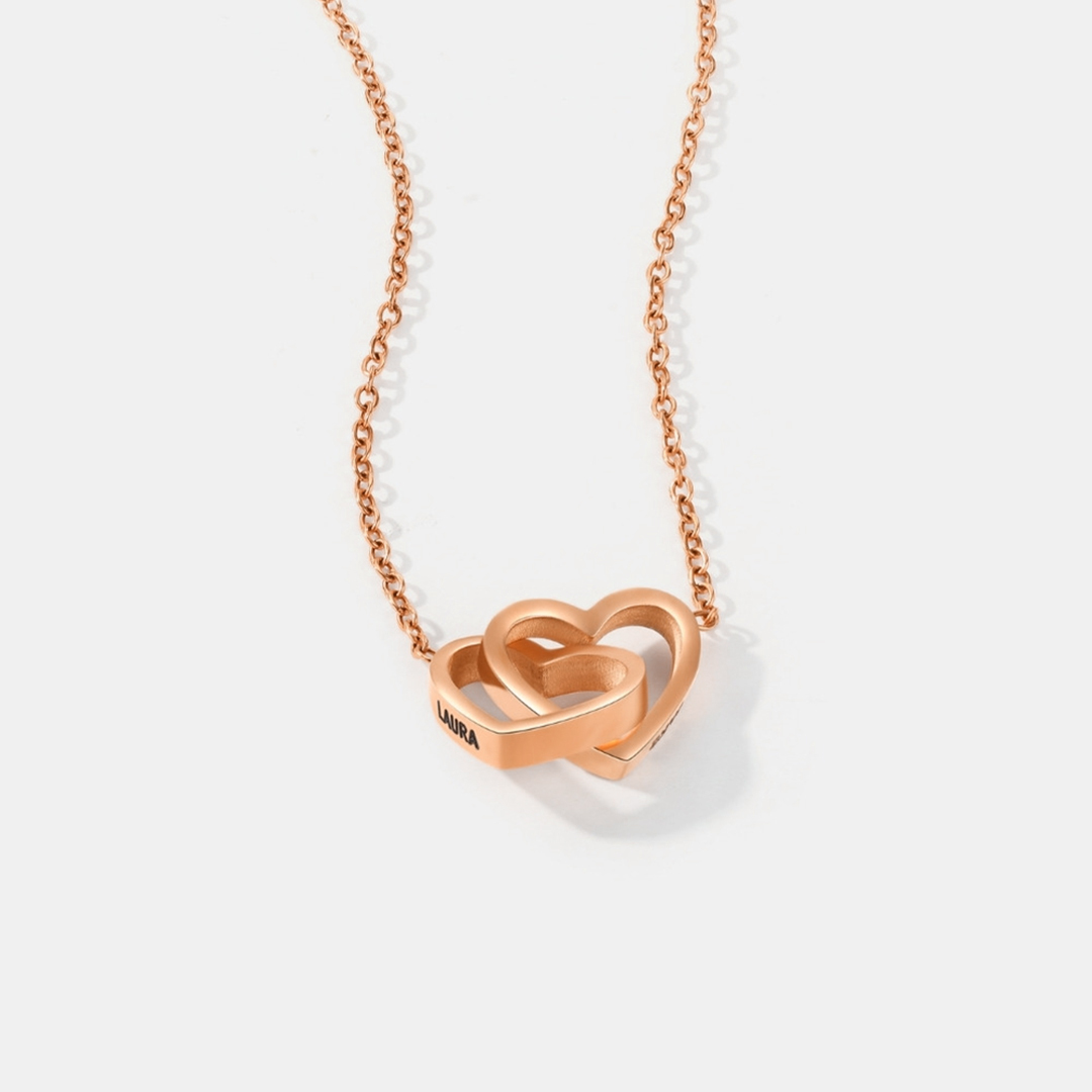 Custom Mother & Daughter Name Double Heart Necklace