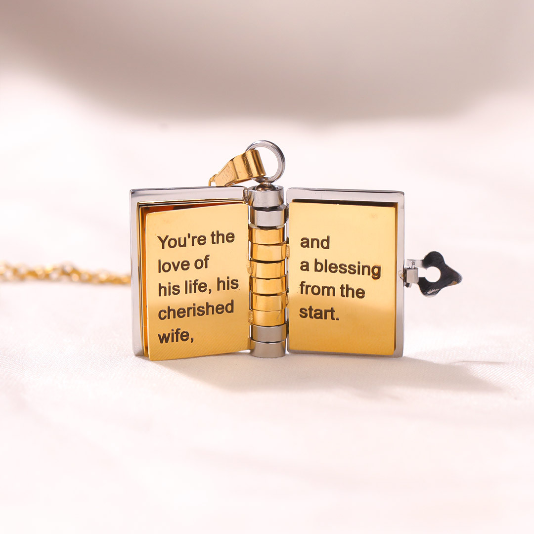 To my daughter-in-law Book necklace