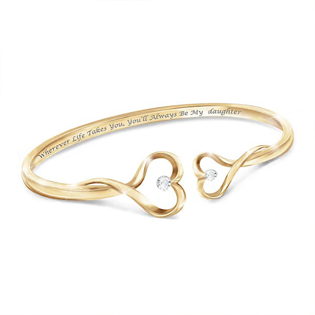 You Will Always Be My Baby Girl Double Heart Style Engraved Bracelet