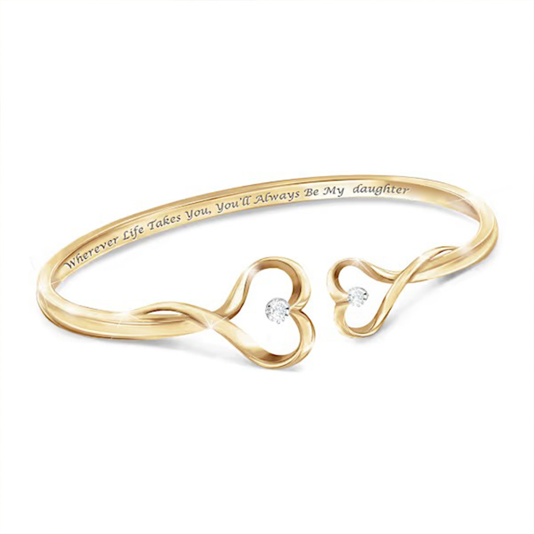 You Will Always Be My Baby Girl Double Heart Style Engraved Bracelet