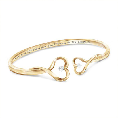 You Will Always Be My Baby Girl Double Heart Style Engraved Bracelet