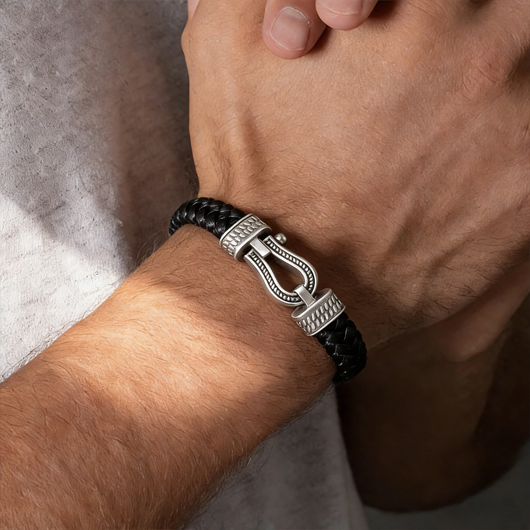 For Love - I Love You Forever and Always Horseshoe buckle leather bracelet