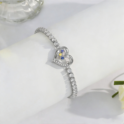 We're Always With You Custom 1-4 Birthstones and Names Bracelet
