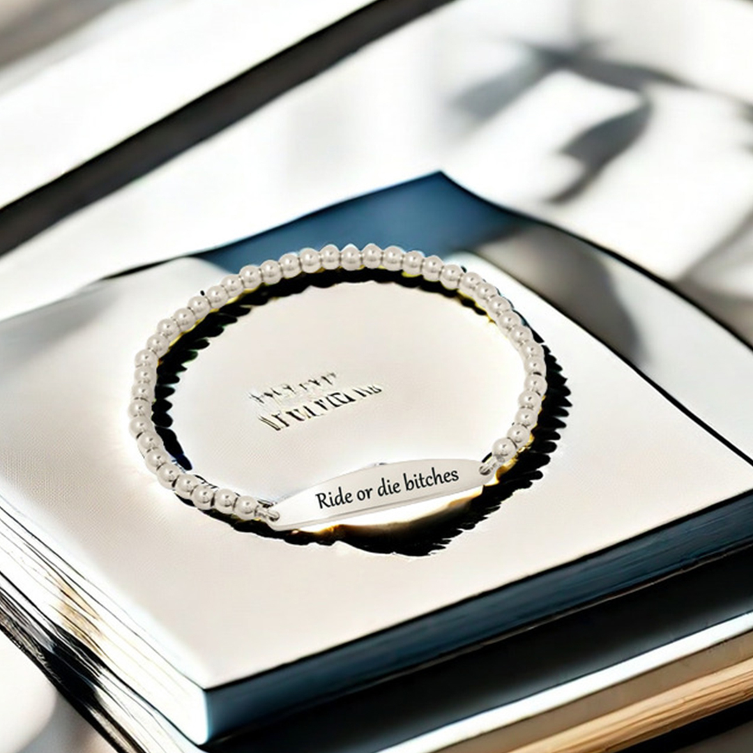 For Friend - To my Ride or Die Bitch Engraved Bead Bracelet