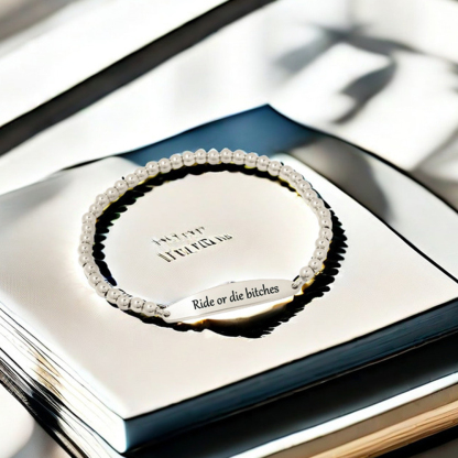 For Friend - To my Ride or Die Bitch Engraved Bead Bracelet