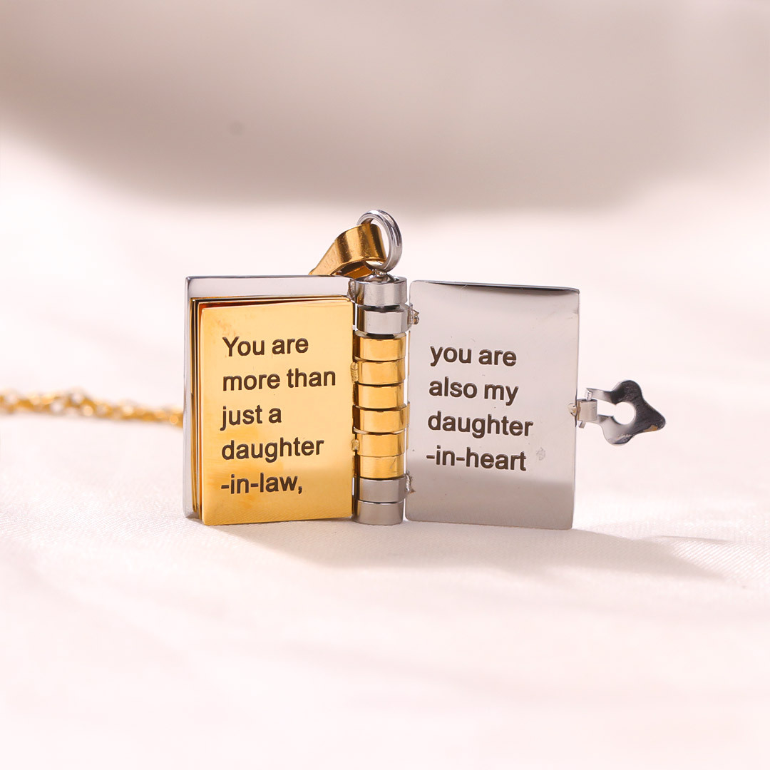 To my daughter-in-law Book necklace