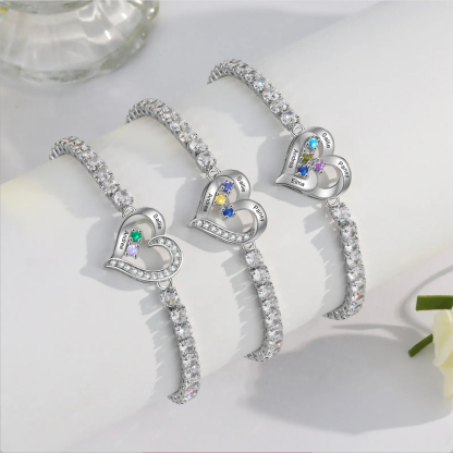 We're Always With You Custom 1-4 Birthstones and Names Bracelet