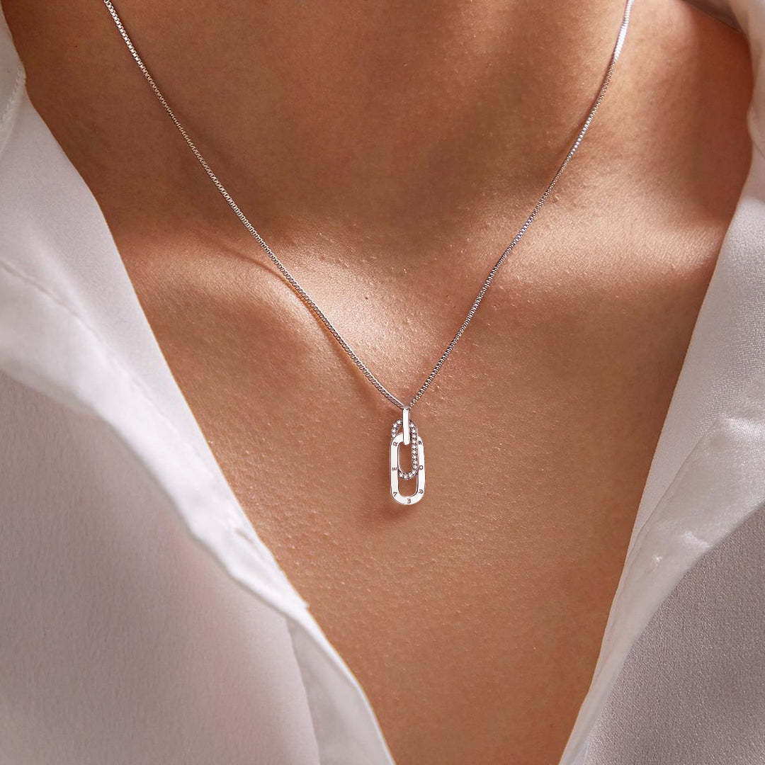 S925 Mother & Daughter Forever Linked Together Necklace - Silver