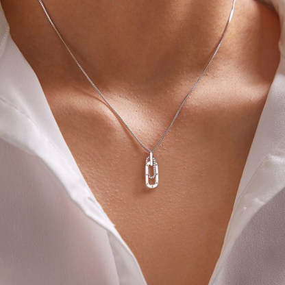 S925 Mother & Daughter Forever Linked Together Necklace - Silver