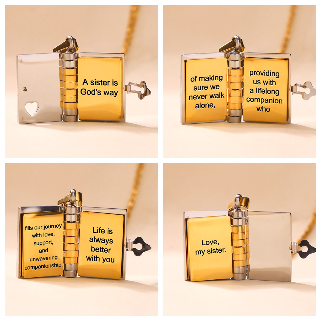 For Sisters- A sister is God's way Book Necklace