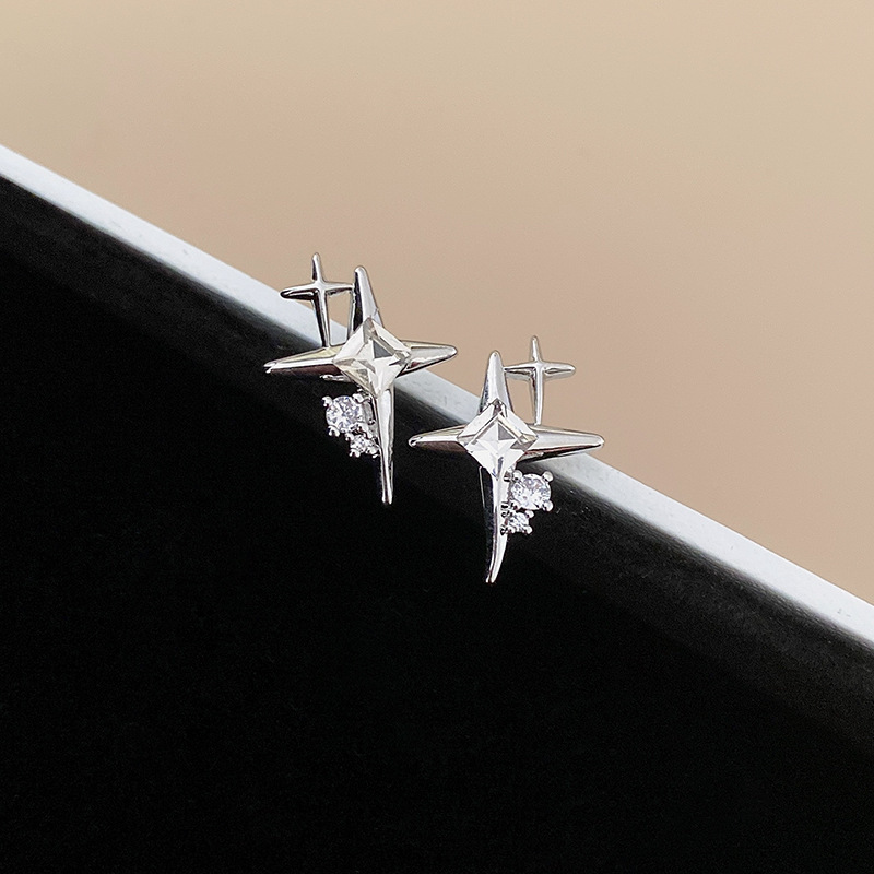 Shiny Four Point Star Earrings
