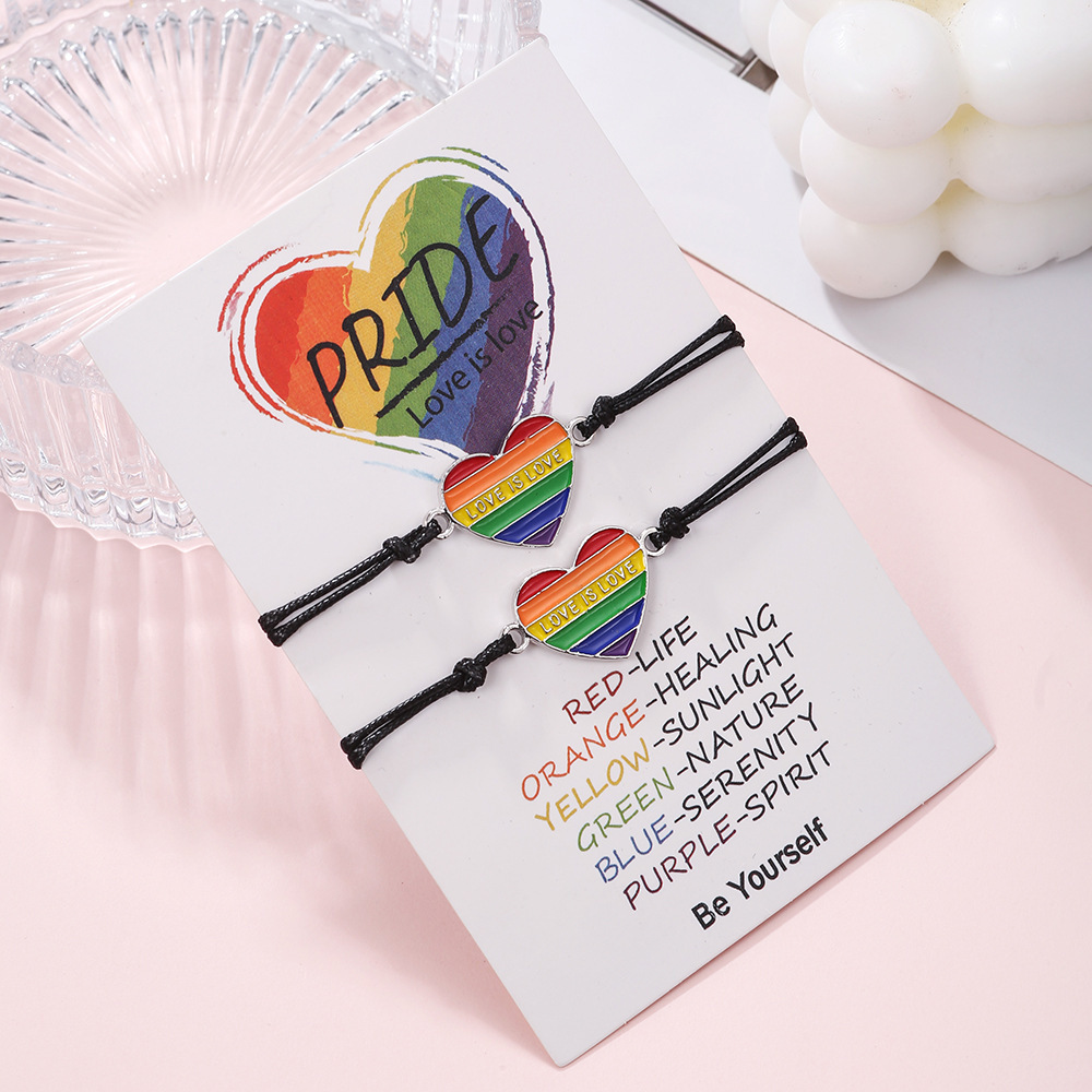 Love is Love Heart Rainbow Card Bracelet
