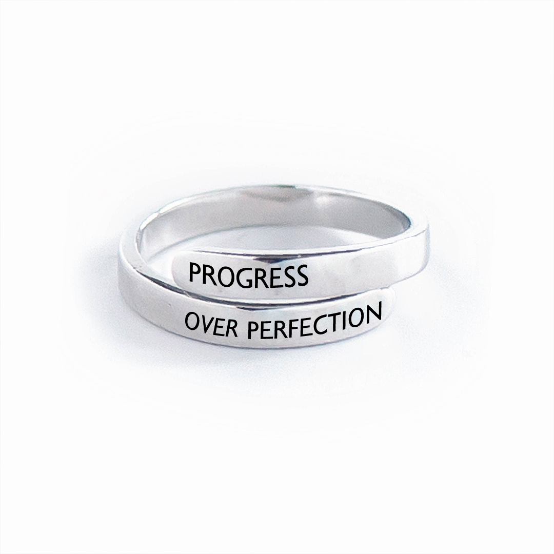 S925-Progress Over Perfection Adjustable Ring
