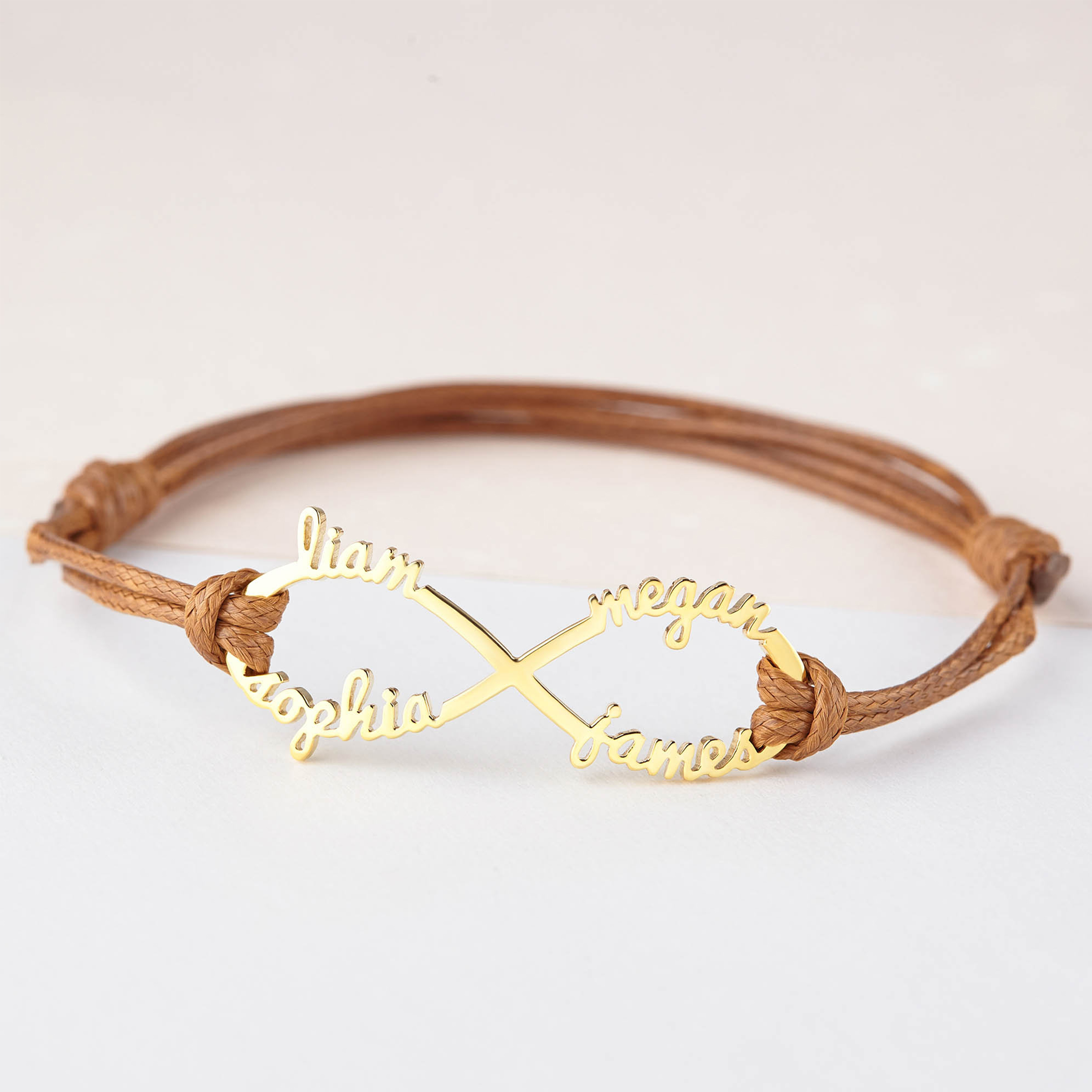For Mother - We Love You Until Infinity Runs Out Infinity Name Leather Custom Bracelet