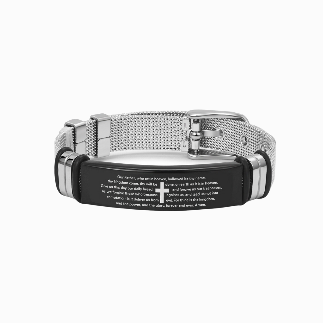 For Grandson - Pray Through The Lord's Prayer Steel Bracelet
