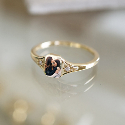 For Friend - S925 Customized Photo & Birthstone Ring