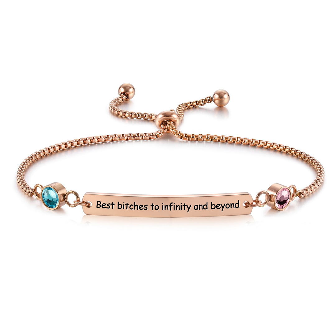 For Friend-Best bitches To Infinity and Beyond Customized Birthstones Bracelet