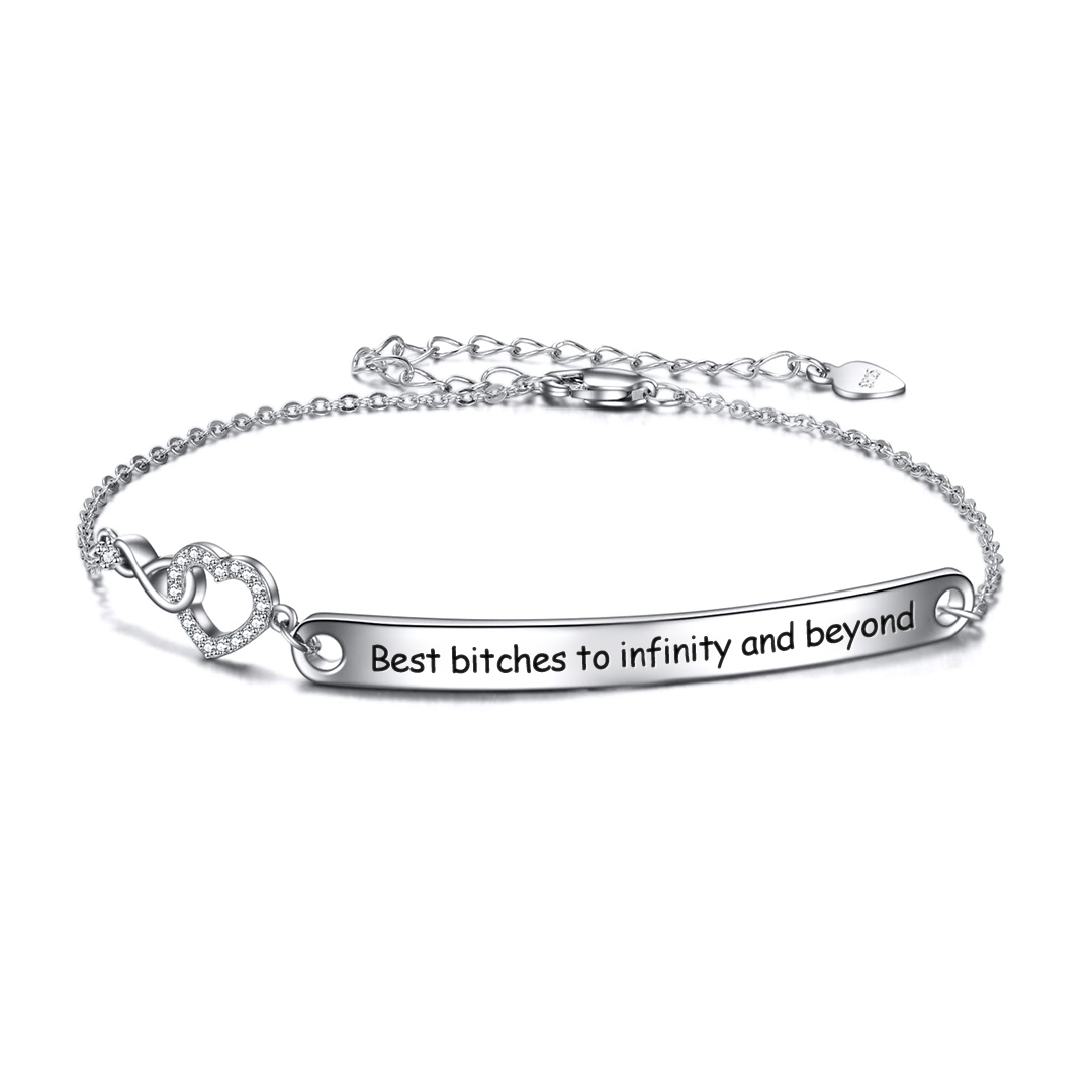 For Friend - Best Bitches to Infinity and Beyond Heart Bracelet