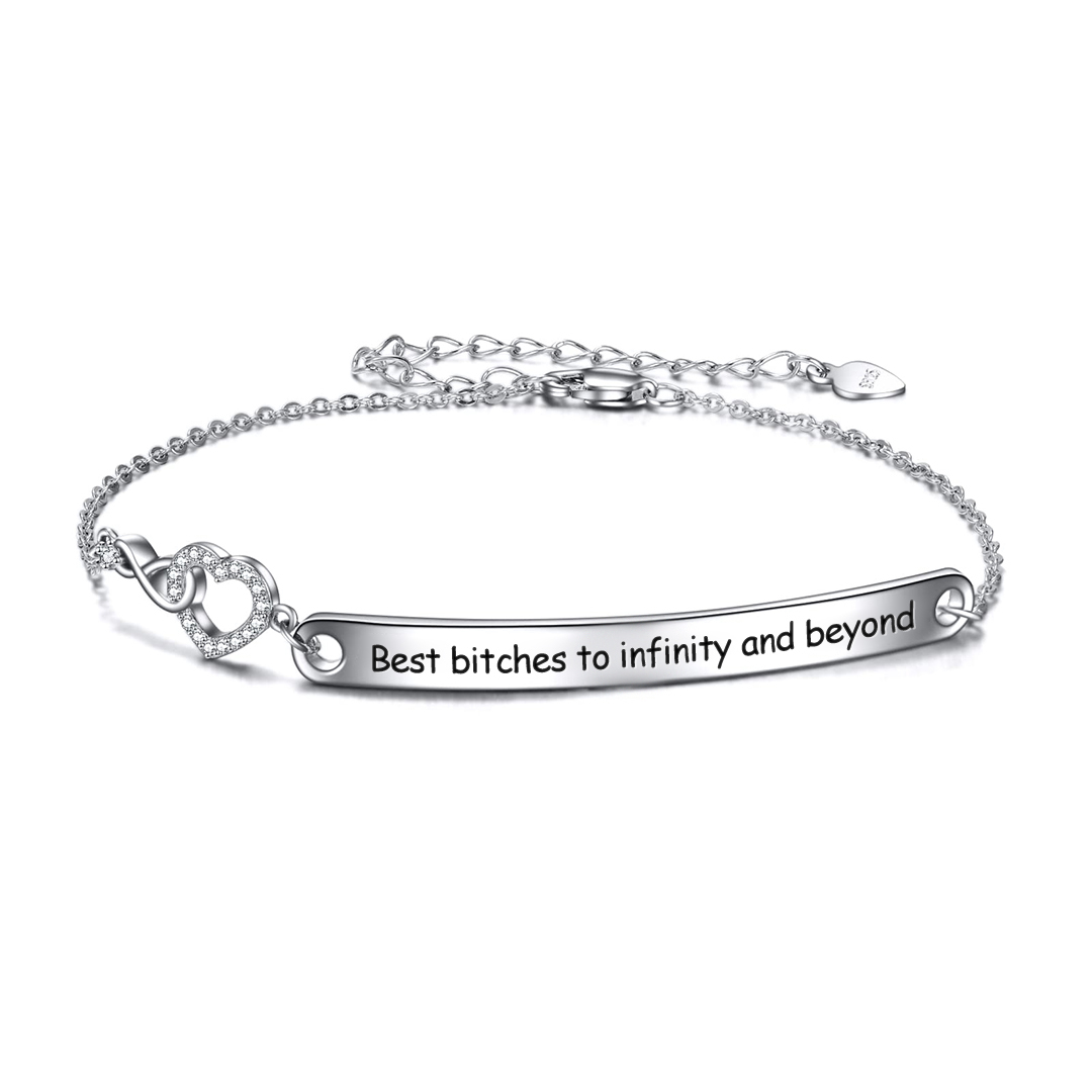 For Friend - Best Bitches to Infinity and Beyond Heart Bracelet