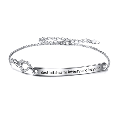 For Friend - Best Bitches to Infinity and Beyond Heart Bracelet