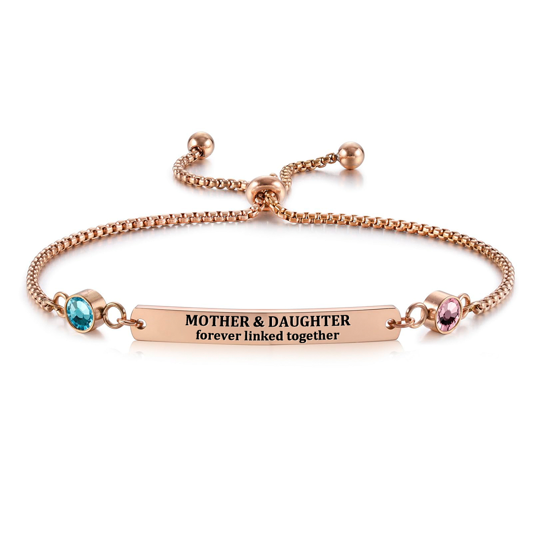 Mother & Daughter Forever Linked Together Custom Birthstones Bracelet