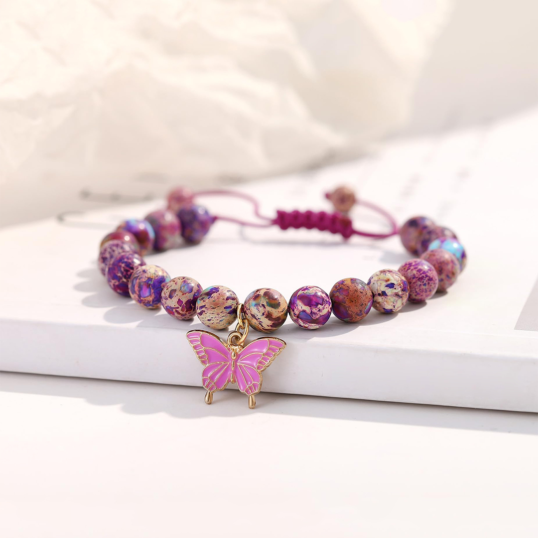 For Granddaughter- Butterfly Beaded Bracelet