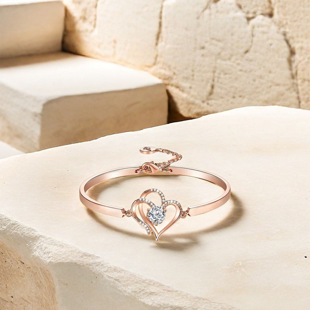 For Granddaughter - I Will Always Carry You In My Heart Proud of You Double Heart Bracelet