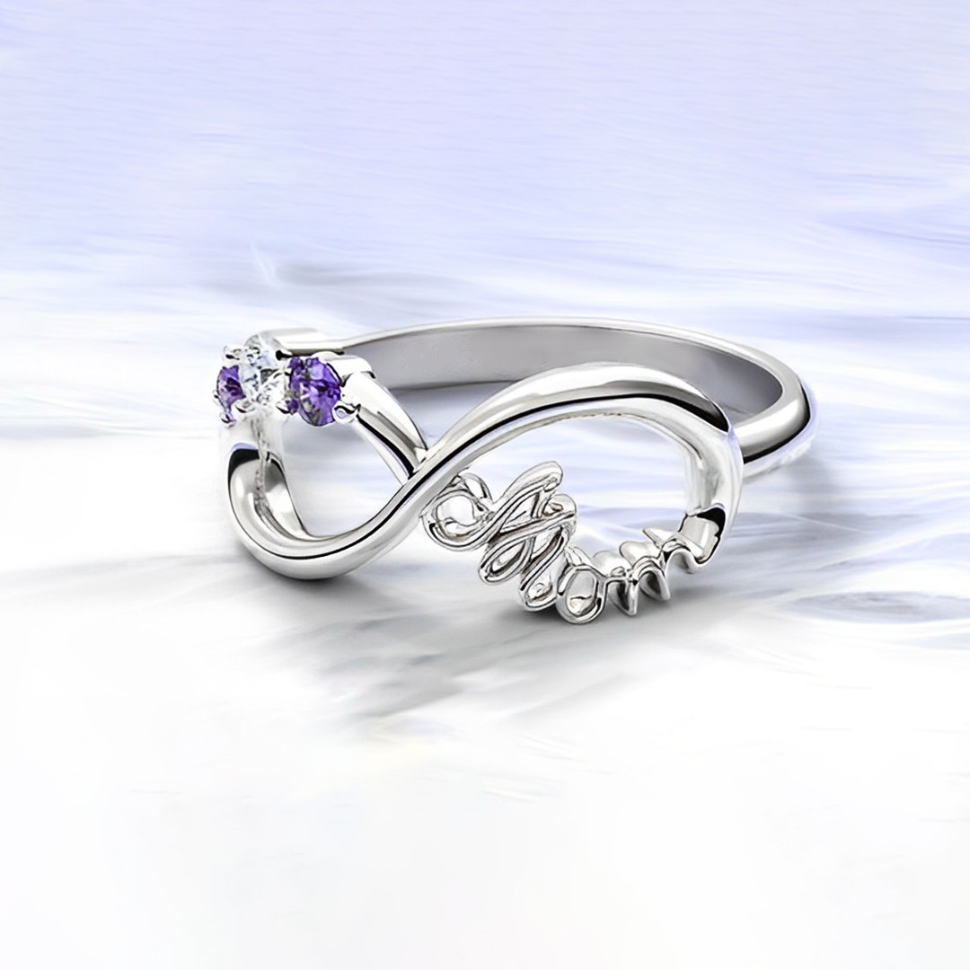 For Mother -We love you until infinity runs out Custom Birthstone Ring
