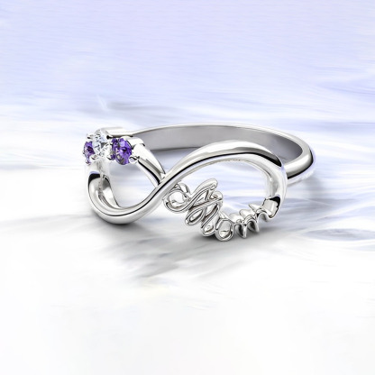 For Mother -We love you until infinity runs out Custom Birthstone Ring